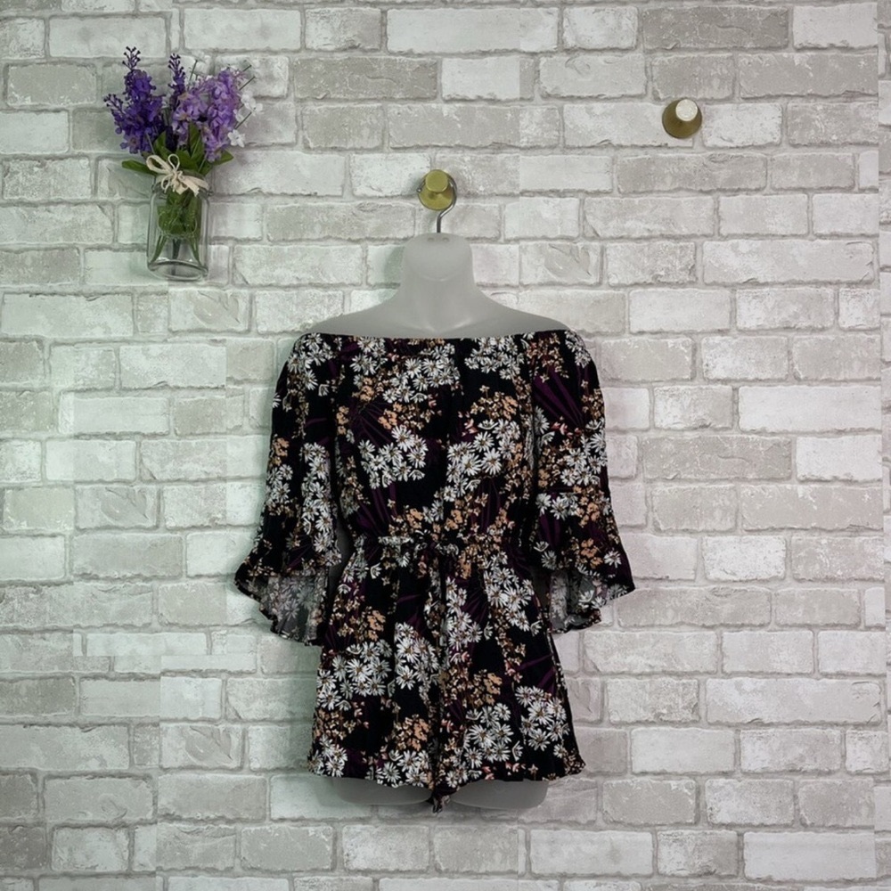 Express Black Floral‎ Off-Shoulder Jumpsuit